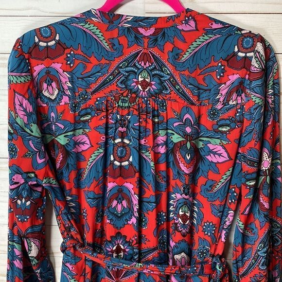 Motherhood Maternity Multicolor Floral Button Down Belted Tunic Top - Picture 14 of 16